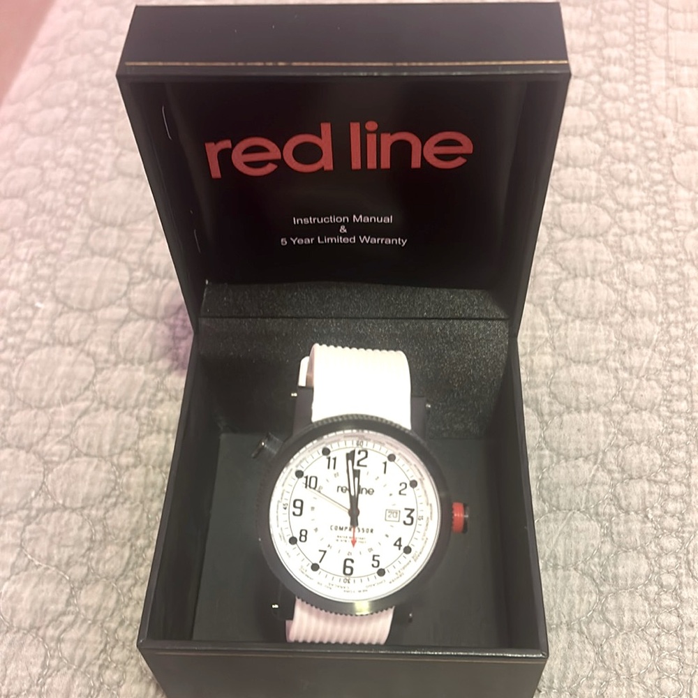 REDLINE white compressor watch.  Complete with box and instructions.